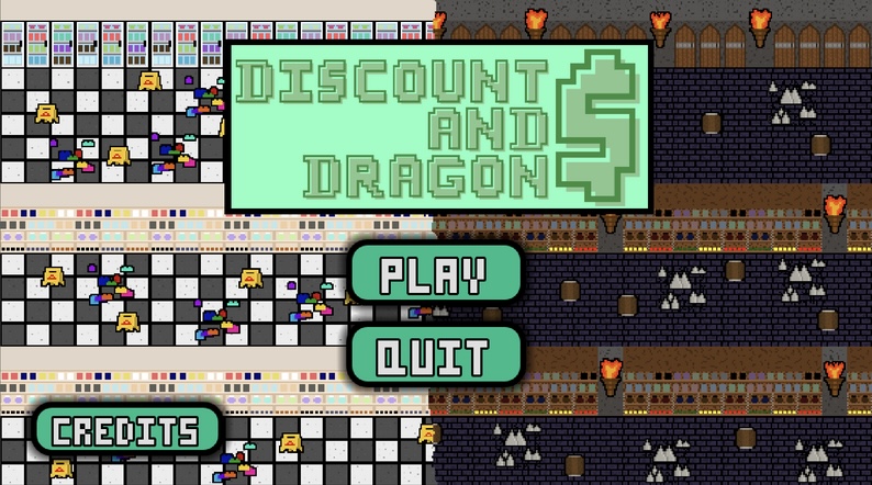 The logo for me and my best friend's game, Discounts and Dragons.