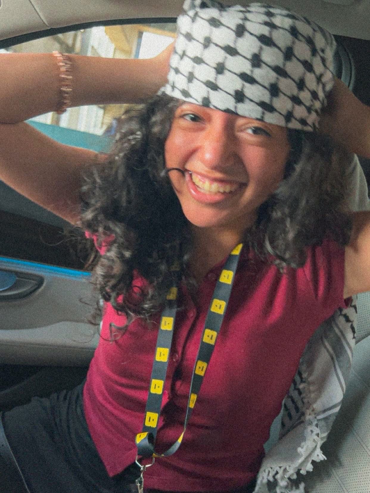 Me wearing a keffiyeh as a head wrap at Black Tech Week in Cincinnati.
